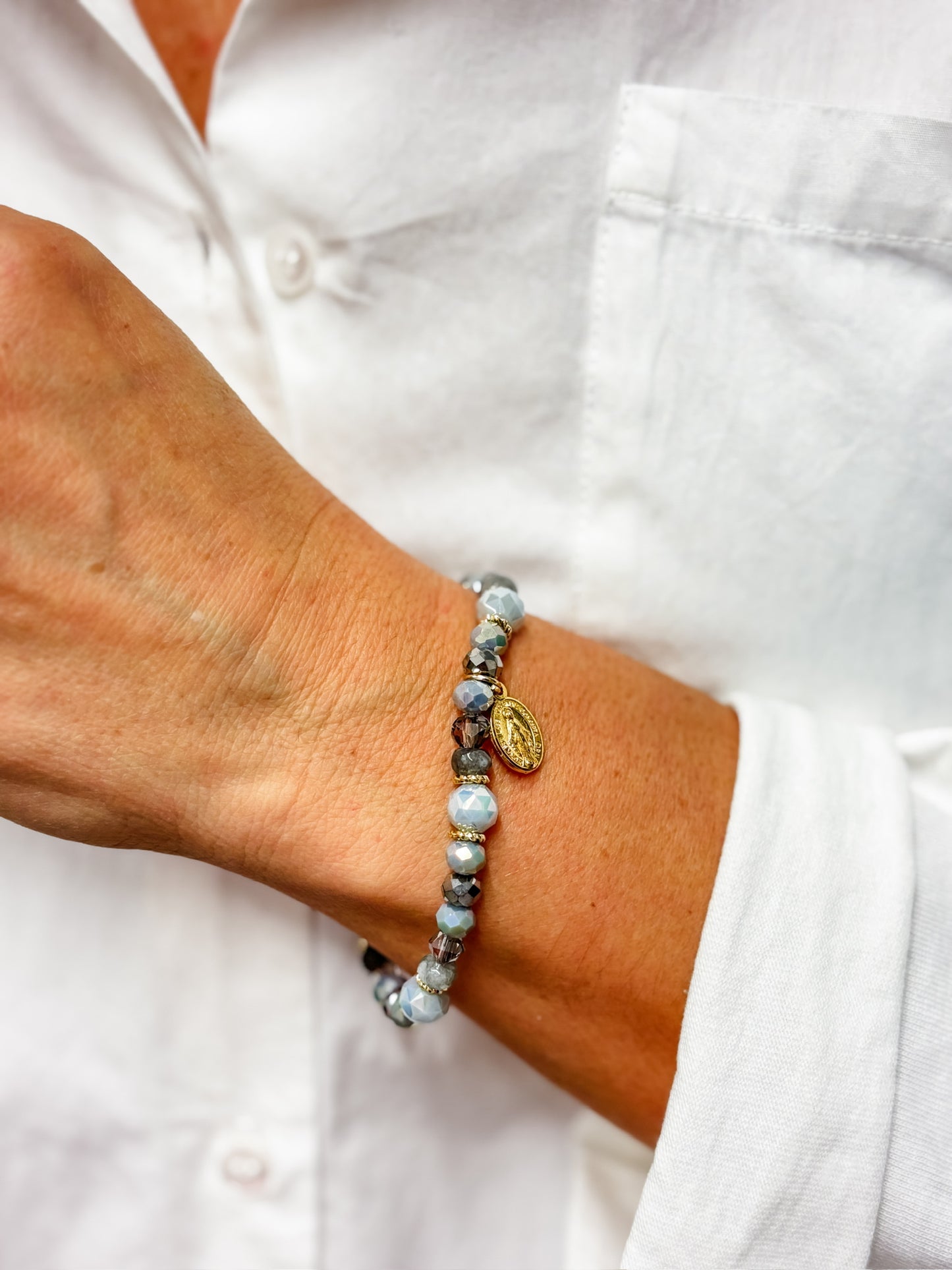 Armband Silberfarben mit Glasperlen