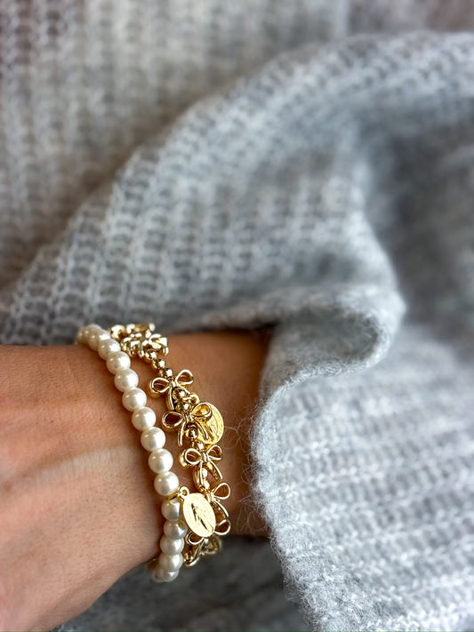 Perlenarmband Goldfarbig