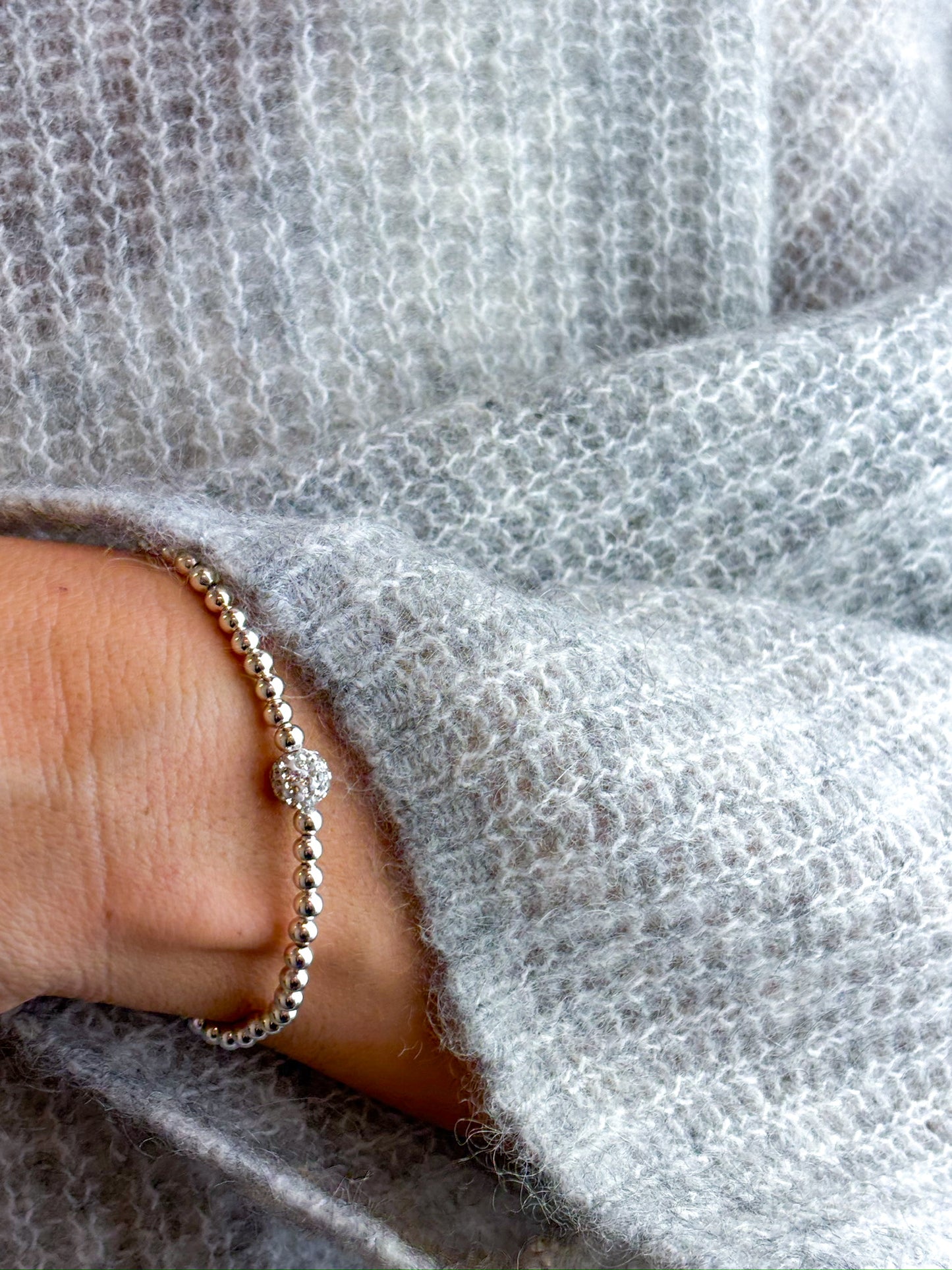 Armband Silberfarbig Glitzer Kügelchen