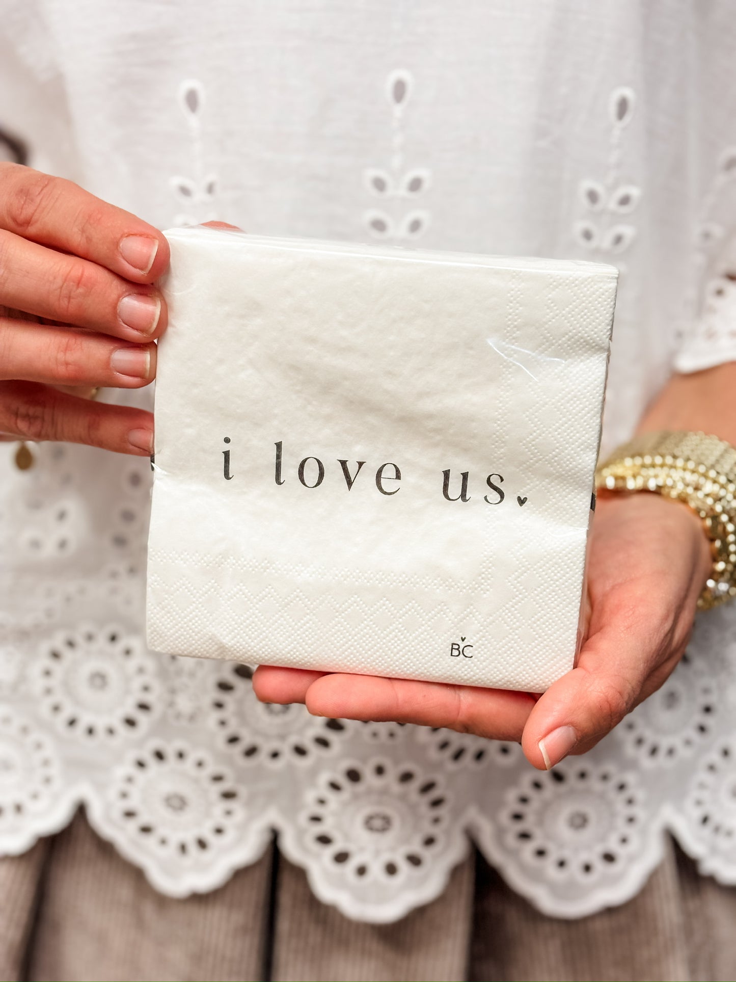 Set Bastion Collections Serviette "i love us"