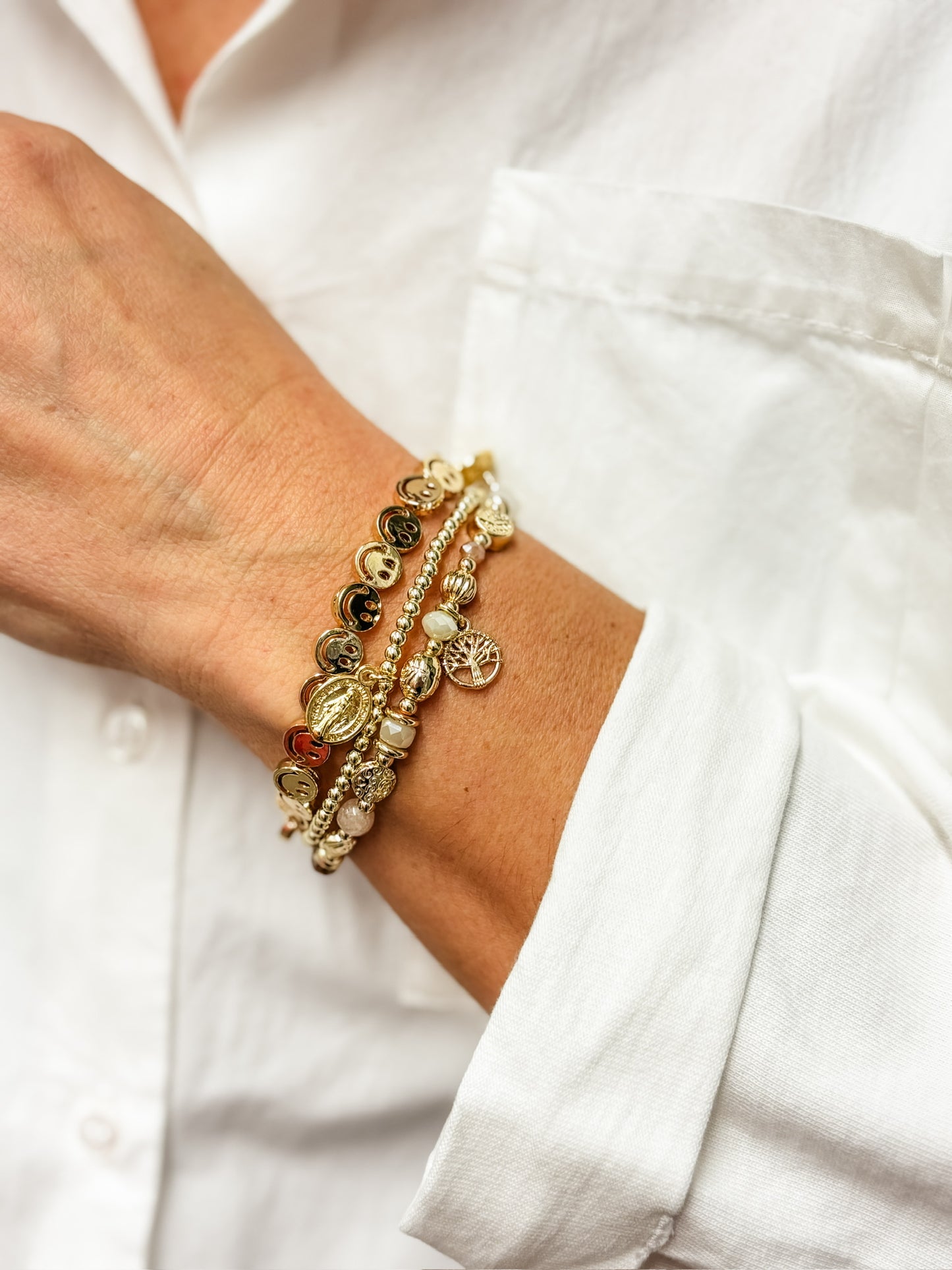 3er Set Armband Goldfarbig