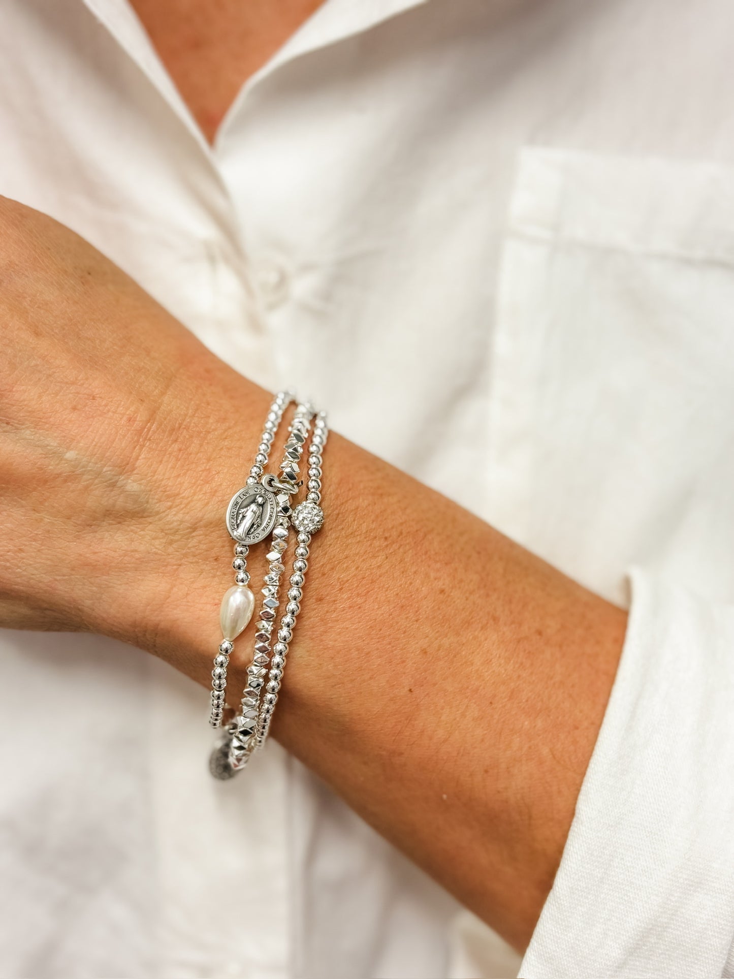 3er Set Armband Silberfarben
