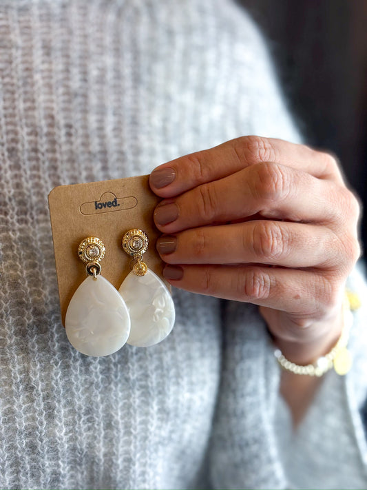 Ohrringe Goldfarben Weiß