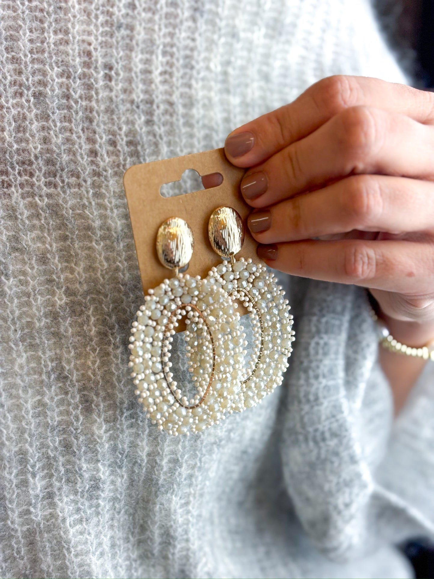 Ohrringe Goldfarben Weiß