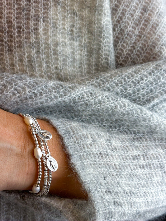 Armband Silberfarbig mit Perlen
