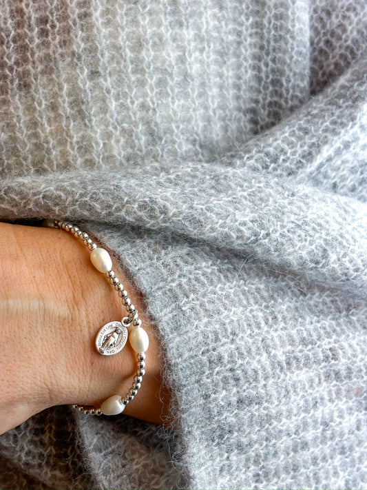 Armband Silberfarbig mit Perlen