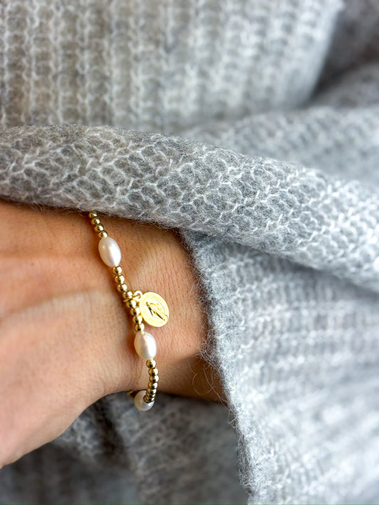 Armband Goldfarbig mit Perlen