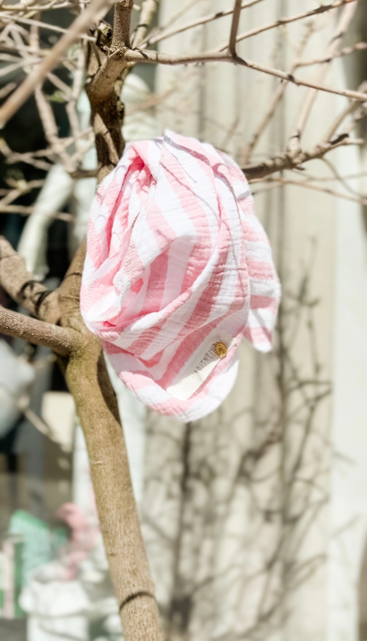 Dreieckstuch Musselin Rosa-Weiß